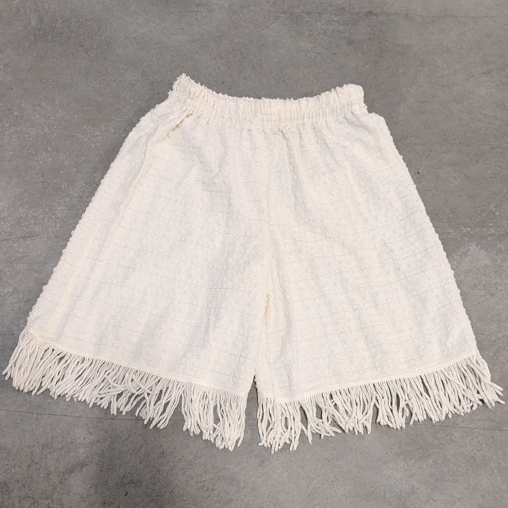 LONG SHORTS made from a VINTAGE BEDSPREAD M